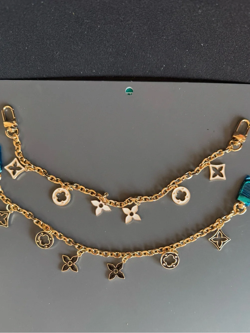 Gold-Tone Black Clover Charm Bag Strap Extender Bag Charm NIP